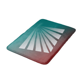 White rays on burgundy teal bath mat