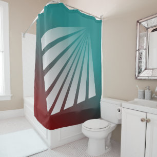 White rays on burgundy teal shower curtain