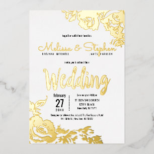 White Real Gold Floral Wedding