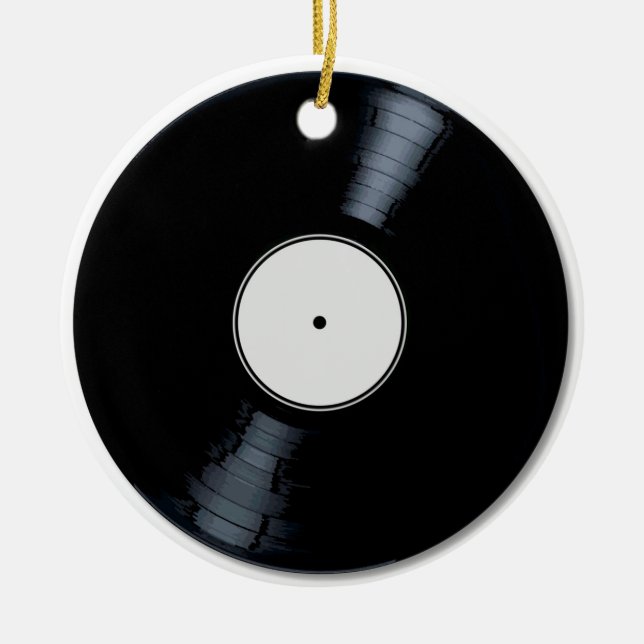 White Record Label Ceramic Ornament (Front)