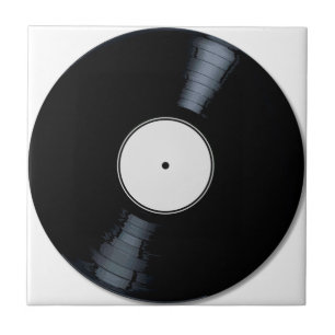 White Record Label Ceramic Tile