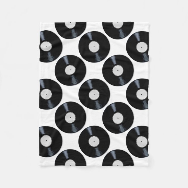 White Record Label Fleece Blanket (Front)