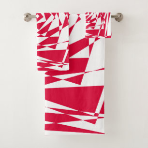 White red abstract illusion bath towel set