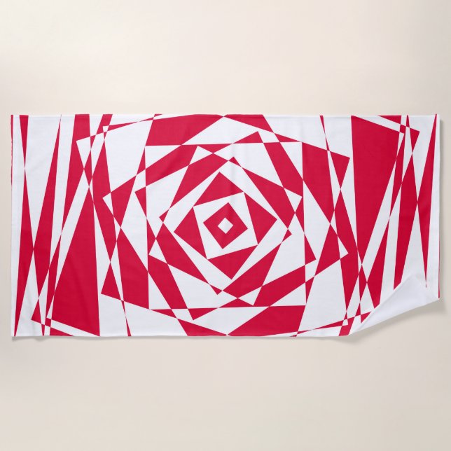 White red abstract illusion  beach towel (Front)