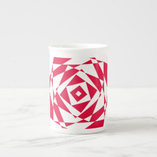 White red abstract illusion  bone china mug
