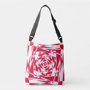 White red abstract illusion crossbody bag