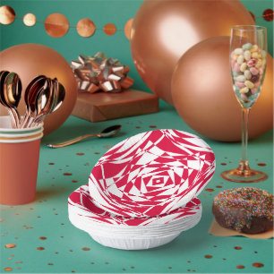 White & Red Abstract Illusion Paper Bowls – Modern Plate