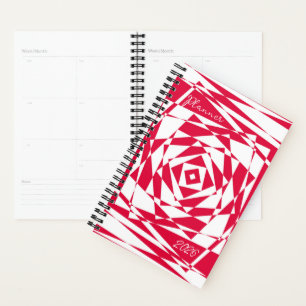 White Red Abstract Illusion Planner • Modern Optic