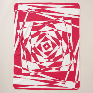 White red abstract illusion sherpa blanket
