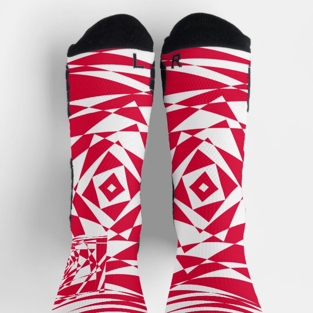 White red abstract illusion  socks (Top)
