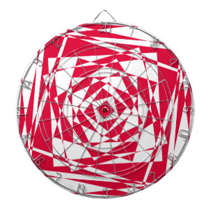 White & Red Abstract Optical Illusion Dart Board