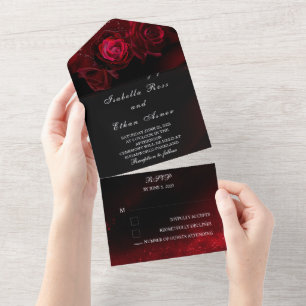 White Red and Black Weddings Theme All In One Invitation