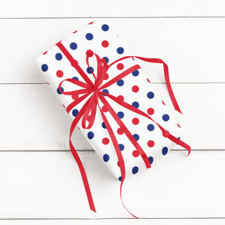 White Red and Blue Polka Dot Wrapping Paper