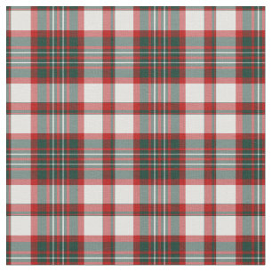 White, Red and Forest Green Christmas Plaid Fabric