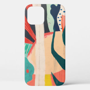 WHITE RED AND GREEN ABSTRACT PAINTING iPhone 12 CASE