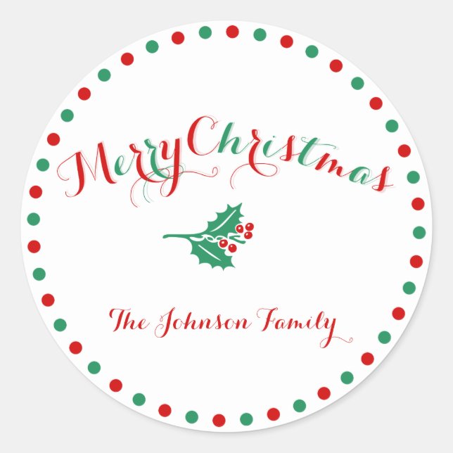 White, Red And Green Custom Christmas Stickers (Front)