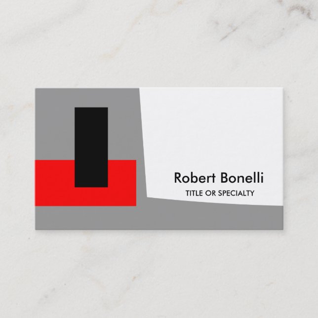 White Red Black Plain Modern Business Card (Front)