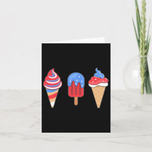 White Red Blue Ice Cream American Flag 4th Of July Card