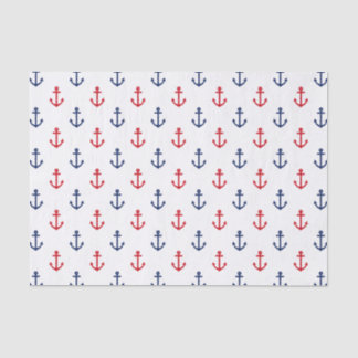 White Red Blue Nautical Anchor Pattern Tissue Paper