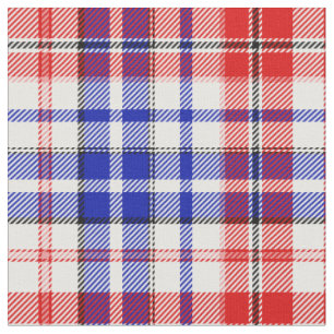 White Red Blue Plaid Tartan Design  Fabric