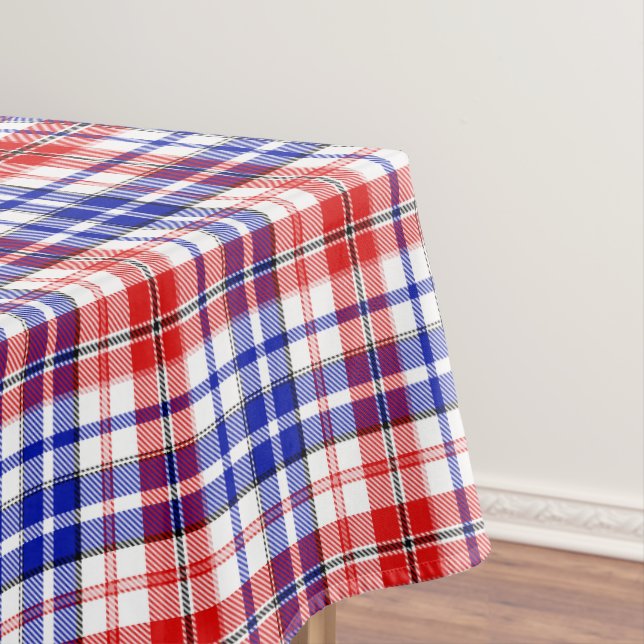 White Red Blue Plaid Tartan Design  Tablecloth (In Situ)