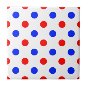White Red Blue Polka Dots Design Ceramic Tile
