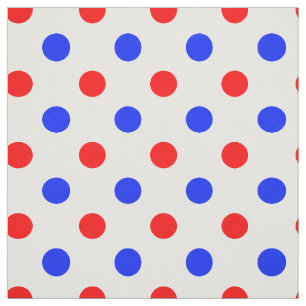 White Red Blue Polka Dots Design Fabric