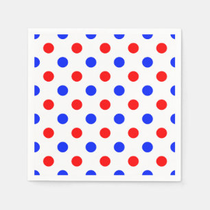 White Red Blue Polka Dots Design Napkin
