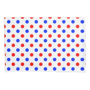 White Red Blue Polka Dots Design Pillowcase