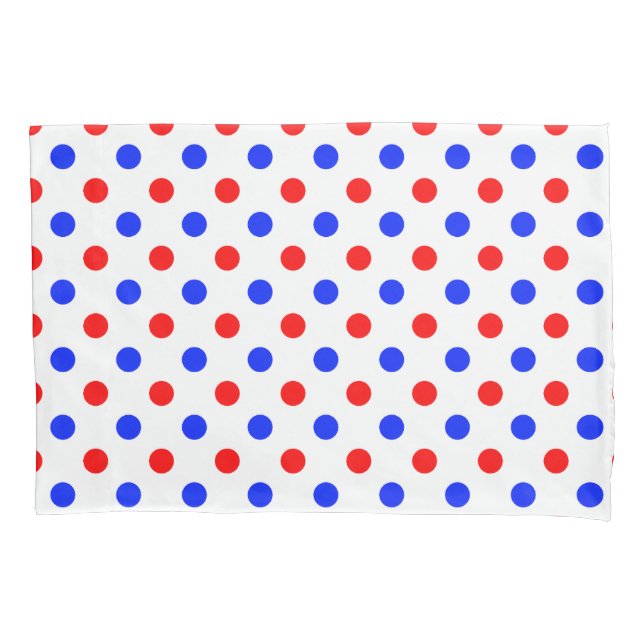 White Red Blue Polka Dots Design  Pillowcase (Front)