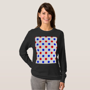 White Red Blue Polka Dots Design  T-Shirt