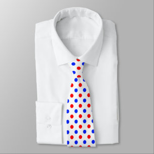 White Red Blue Polka Dots Design  Tie