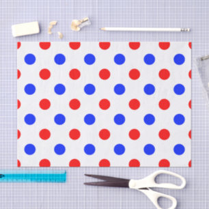 White Red Blue Polka Dots Design Tissue Paper