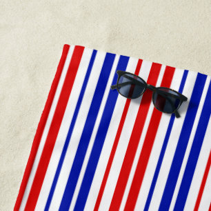 White Red Blue Stripes Pattern   Beach Towel