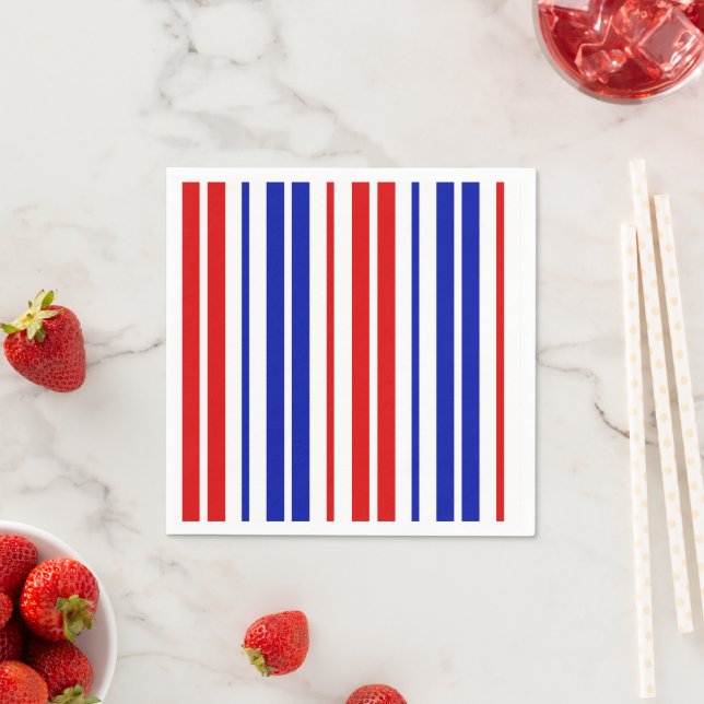White Red Blue Stripes Pattern   Napkin (Insitu)