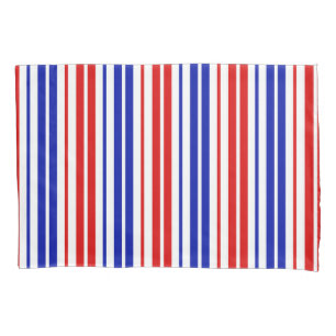 White Red Blue Stripes Pattern   Pillowcase