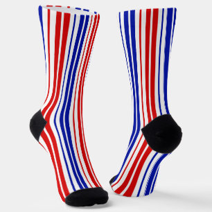 White Red Blue Stripes Pattern   Socks