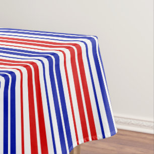 White Red Blue Stripes Pattern   Tablecloth