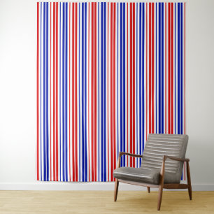 White Red Blue Stripes Pattern Tapestry