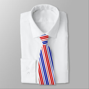 White Red Blue Stripes Pattern Tie