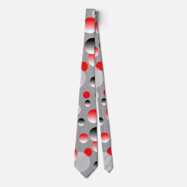 WHITE RED BUBBLES TIE (Front)