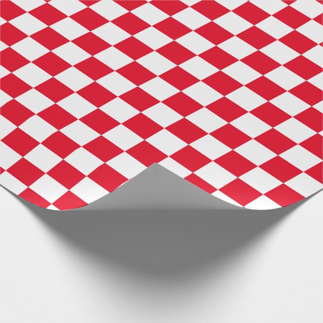 White & [Red] Checker Checkerboard Checkers Wrapping Paper (Corner)