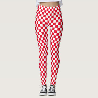White Red chequerboard Leggings