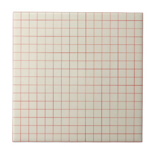 White & Red Chequered Retro Minimalist Ceramic Tile