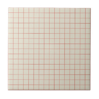 White & Red Chequered Retro Minimalist Ceramic Tile