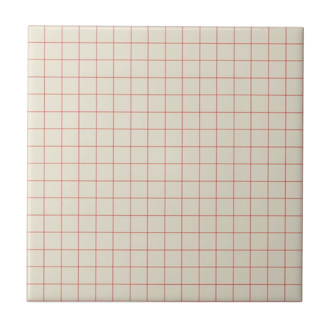 White & Red Chequered Retro Minimalist Ceramic Tile (Front)