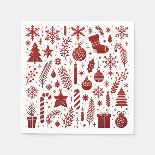 White Red Christmas Napkin (Front)