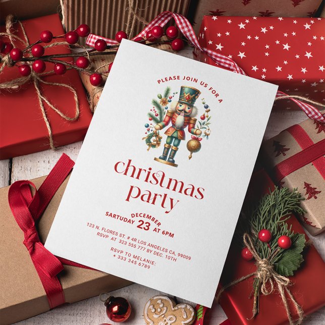 White Red Christmas Nutcracker Christmas Party  Invitation (Creator Uploaded)