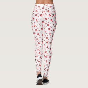 White & Red Christmas Snowflakes Pattern Full Leggings