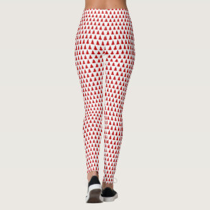 White & Red Christmas Tree Pattern Long Leggings